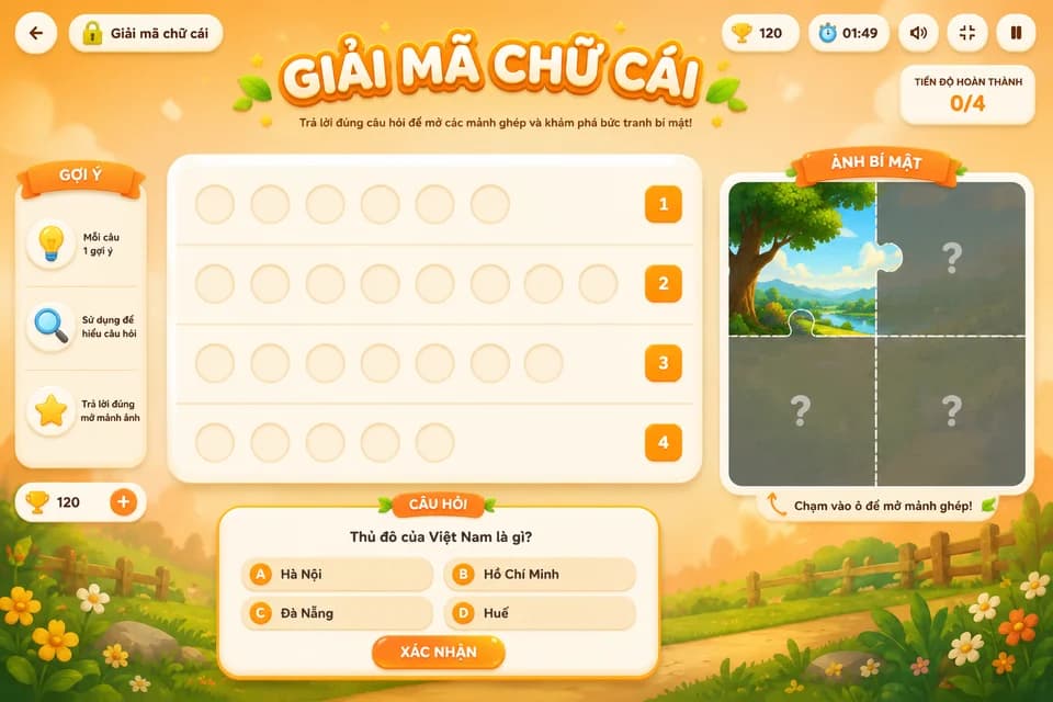Minh hoạ game Giải mã chữ cái
