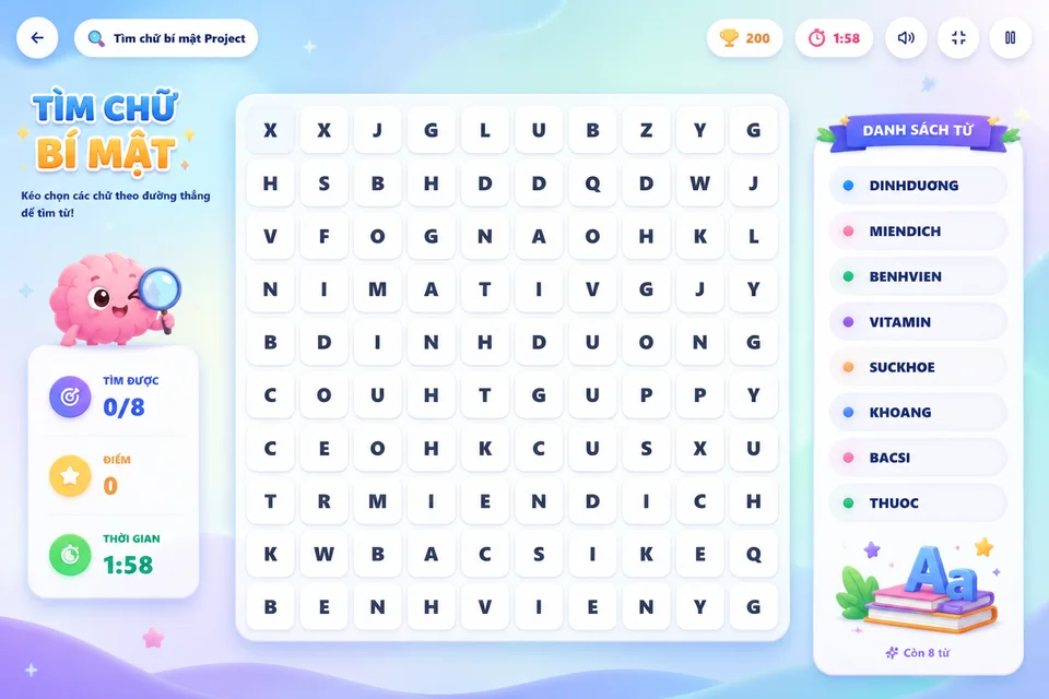 Minh hoạ game Tìm chữ bí mật